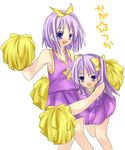  cheerleader hiiragi_kagami hiiragi_tsukasa lucky_star multiple_girls pom_poms purple_hair siblings sisters twins umitosoratomoe 
