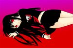  bangs black_hair black_serafuku black_skirt blunt_bangs enma_ai hime_cut jigoku_shoujo long_hair saki_chisuzu school_uniform serafuku skirt solo 