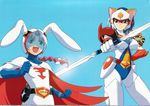  animal_ears bunny_ears crossover gatchaman highres kokubunji_koyori magical_maid_koyori nakahara_komugi nurse_witch_komugi-chan posokichi raccoon_ears 