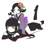  black_hair enma_ai japanese_clothes jigoku_shoujo kikuri kimono purple_eyes red_eyes school_uniform seifuku serafuku 
