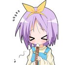  &gt;_&lt; chibi closed_eyes hiiragi_tsukasa instrument lowres lucky_star musical_note paco recorder simple_background solo white_background 