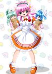  :d animal_ears apron blue_eyes blue_hair blush bow bowtie breasts brown_eyes chibi drill_hair flower food full_body galaxy_angel green_hair hair_flower hair_ornament hairband heart ice_cream ice_cream_cone imai_kazunari in_container jitome long_hair looking_at_viewer mary_janes medium_breasts milfeulle_sakuraba mint_blancmanche multiple_girls open_mouth pink_hair red_eyes shoes short_hair smile standing tri_tails vanilla_h waitress 