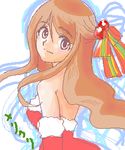  1girl brown_hair busou_renkin christmas hair_ornament looking_at_viewer lowres muto_mahiro mutou_mahiro ribbon 