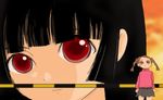  black_hair brown_eyes brown_hair enma_ai jigoku_shoujo red_eyes shibata_tsugumi 