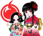  black_hair enma_ai japanese_clothes jigoku_shoujo kikuri kimono purple_eyes red_eyes 