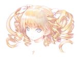  bad_id bad_pixiv_id blonde_hair bow cross curly_hair drill_hair face hair_bow head kiran original solo twintails 