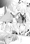  animal_ears blush bow bunny_ears comic doujinshi fujiwara_no_mokou greyscale hachi_(chihagura) hair_kiss hat highres houraisan_kaguya kiss long_hair monochrome multiple_girls non-web_source nurse_cap reisen_udongein_inaba spit_take spitting touhou translated yagokoro_eirin yuri 