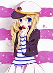  bad_id bad_pixiv_id blonde_hair blue_eyes food fruit hat k-on! kotobuki_tsumugi listen!! long_hair peaked_cap sailor_hat solo strawberry tsuguha 