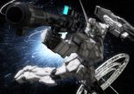  cable gundam gundam_unicorn mecha no_humans pose robographer shield solo space unicorn_gundam weapon 