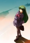  aiko_(ghost_sweeper_mikami) bad_id bad_pixiv_id bag chikuwa_(tks) ghost_sweeper_mikami green_eyes green_hair pantyhose school_bag school_uniform serafuku solo 