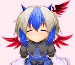  asamura_hiori blue_hair blush bow closed_eyes head_wings horns incoming_kiss red_wings silver_hair single_head_wing solo tokiko_(touhou) touhou wings 