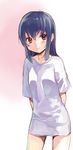  alternate_hairstyle arms_behind_back bad_id bad_pixiv_id black_hair blush brown_eyes hair_down k-on! long_hair nakano_azusa no_pants shirt sketch solo t-shirt yaguchiya_tomoshi 