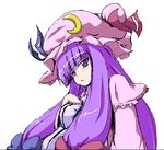 coo hand_on_own_chest hat long_hair oekaki patchouli_knowledge purple_eyes purple_hair solo touhou 