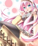  blue_eyes boots hairband lips long_hair megurine_luka nagare pink_hair skirt solo thighhighs vocaloid zettai_ryouiki 