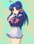  aoba_kozue blue_eyes blue_hair konno_natsume mahoraba school_uniform seifuku serafuku 