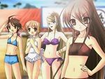 beach bikini day flat_chest margery_daw multiple_girls non-web_source ogata_matake shakugan_no_shana shana side-tie_bikini swimsuit yoshida_kazumi 