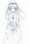  aoba_kozue dress mahoraba monochrome sketch wedding_dress 