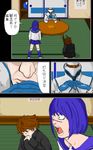  blue_hair brown_hair busou_renkin captain_bravo comic scar school_uniform seifuku serafuku tsumura_tokiko 