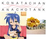  blue_hair comedy comparison humor izumi_konata lucky_star nachos tank 
