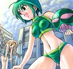  blonde_hair busou_renkin green_hair mitsurou scar swimsuit tsumura_tokiko 