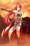  boots dress duplicate elbow_gloves gloves ignis jingai_makyou long_hair nishii_(nitroplus) panty_straps pelvic_curtain purple_eyes red_hair solo sword weapon 