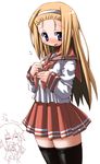  blush hirowa_nagi kusakabe_misao lucky_star minegishi_ayano multiple_girls ryouou_school_uniform school_uniform serafuku thighhighs 