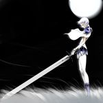  cape clare_(claymore) claymore claymore_(sword) moon solo sword weapon wind yamawaku 