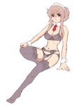  bra breasts brown_hair caryo cleavage copyright_request garter_belt glasses lingerie maid medium_breasts navel necktie panties red_eyes solo tabigarasu thighhighs underwear underwear_only 