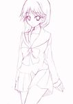  komaki_ikuno monochrome nakamura_kusata pleated_skirt purple school_uniform simple_background sketch skirt solo to_heart_2 white_background 