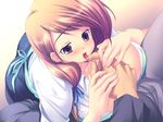  aniyome_dakara bb blush breasts finger_licking large_breasts licking licking_finger machiru purple_eyes saliva shirai_urara tongue 