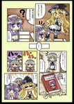  &gt;_&lt; 4girls :d =_= ? blonde_hair blood blush_stickers book bow braid broom broom_riding bucket closed_eyes comic crescent flying_sweatdrops hair_bow hat hat_bow herada_mitsuru holding holding_book izayoi_sakuya kirisame_marisa long_hair maid maid_headdress multiple_girls nosebleed o_o open_book open_mouth patchouli_knowledge purple_eyes purple_hair reading remilia_scarlet sidesaddle silver_eyes silver_hair sitting smile speech_bubble sweatdrop touhou translated twin_braids witch_hat yellow_eyes 