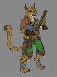  anthro armor bard birdsong claws clothed clothing dungeons_&amp;_dragons eyes_closed facial_scar felid female foot_wraps fur grey_background holding_musical_instrument holding_object idle_champions_of_the_forgotten_realms lute mammal melee_weapon musical_instrument official_art open_mouth open_smile playing_music scabbard scar sheathed_weapon shoulder_guards simple_background smile solo spots spotted_fur standing sword tabaxi tales_from_candlekeep tan_fur tehartmonkey toe_claws vambraces video_games weapon wraps 