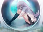  black_legwear blush closed_eyes cold culvert duplicate game_cg kawata_hisashi kneehighs leg_hug long_hair long_sleeves lucy_maria_misora pink_hair pleated_skirt rain school_uniform sitting skirt solo to_heart_2 