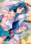  angry blue_hair bow bow_panties bra braid breast_hold breasts brown_eyes butt_crack chidori_kaname clenched_teeth covering dutch_angle fan full_metal_panic! grey_eyes harisen jindai_high_school_uniform lace lace-trimmed_panties lingerie long_hair looking_at_viewer looking_back low-tied_long_hair maruto! medium_breasts multiple_girls no_pants open_bra open_clothes open_shirt open_skirt panties panty_pull pink_bra pink_panties pleated_skirt ponytail purple_bra purple_panties school_uniform shirt shirt_pull skirt skirt_pull standing teeth teletha_testarossa underwear undressing 