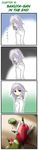  4koma bleeding blood china_dress chinese_clothes comic dress grey_eyes hard_translated hat hat_removed headwear_removed hong_meiling izayoi_sakuya knife knifed long_hair long_sleeves morogami_ryou multiple_girls red_hair short_hair silver_hair star staring surprised touhou translated |_| 