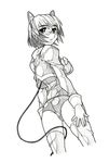  2k-tan artist_request from_behind from_below glasses greyscale long_sleeves looking_back monochrome os-tan pince-nez short_hair solo thighhighs 