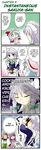  4koma :d ^_^ apron bat_wings blue_hair blush bow braid cheering china_dress chinese_clothes closed_eyes comic crescent dress grey_eyes hair_bow hard_translated hat hat_bow hong_meiling izayoi_sakuya long_hair long_sleeves maid maid_headdress morogami_ryou multiple_girls night_clothes o_o open_mouth patchouli_knowledge purple_hair red_hair remilia_scarlet short_hair sidelocks silver_hair smile speech_bubble star touhou translated twin_braids wings 