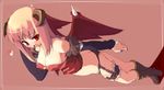  amasa_mitsunaru black_panties blonde_hair boots breasts covered_nipples demon_girl demon_wings frilled_panties frills garter_belt gloves horns large_breasts lingerie panties ragnarok_online red_eyes solo succubus succubus_(ragnarok_online) underwear wings 