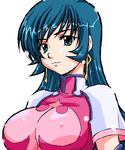  artist_request blue_eyes blue_hair breasts covered_nipples earrings jewelry kotona_elegance large_breasts long_hair looking_at_viewer oekaki smile solo upper_body zoids zoids_genesis 