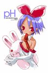  artist_request blue_hair bow bunny dark_skin dated detached_sleeves disgaea eyebrows_visible_through_hair hair_bow lowres nippon_ichi original pleinair pointy_ears red_eyes simple_background solo usagi-san white_background 