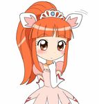  artist_request brown_eyes dress fushigiboshi_no_futago_hime jewelry leonne long_hair lowres necklace orange_hair ponytail puffy_sleeves simple_background solo tiara white_background 