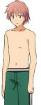  flat_chest kanda_sorata looking_at_viewer male_swimwear sakura-sou_no_pet_na_kanojo solo swim_trunks swimmer white_background 