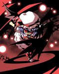  bat_wings blue_hair glowing glowing_eye hat mob_cap petenshi_(dr._vermilion) red_eyes remilia_scarlet short_hair solo touhou wings 