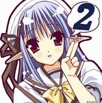  blue_hair bow countdown long_hair nerine pointy_ears red_eyes ribbon school_uniform serafuku shuffle! solo speech_bubble spoken_number suzuhira_hiro 