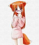  animal_ears bespectacled bottomless fox_ears fox_tail glasses hana_(ukagaka) naked_sweater no_pants solo sweater tail ukagaka umekichi 