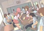  6+girls chalkboard classroom desk indoors kamigishi_akari multiple_boys multiple_girls nagaoka_shiho pleated_skirt school_desk school_uniform shihira_tatsuya skirt to_heart 
