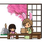  animal_ears animated animated_gif artist_request bunny_ears cherry_blossoms futari_wa_precure long_sleeves lowres maria-sama_ga_miteru mepple mipple multiple_girls nijou_noriko precure toudou_shimako 