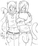  bell black_and_white brothers bulge cigarette clothing domestic_cat duo felid feline felis gideon hair hi_res hyper hyper_penis invalid_tag leaning long_hair looking_at_viewer male mammal monochrome penis pose sibling smile smoking 