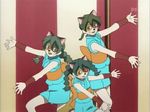  animal_ears animated animated_gif cat_ears facepaint miyama_mika miyama_miki miyama_miku multiple_girls outstretched_hand screencap zettai_shounen 