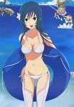  :d arms_behind_back ass_visible_through_thighs bangs battle bikini blue_eyes blue_hair blue_innertube breasts breasts_apart cloud covered_nipples cowboy_shot day earrings flower garter_straps groin hair_flower hair_ornament hair_over_shoulder highres holding innertube jewelry kotona_elegance lance lanstag lion long_hair looking_at_viewer lowleg lowleg_bikini mecha medium_breasts moose mountain murasame_liger navel ocean official_art open_mouth outdoors polearm rope sakai_kyuuta scan sideboob sky smile solo splashing standing string_bikini swimsuit thighhighs water weapon wet wet_hair white_bikini white_legwear zoids zoids_genesis 